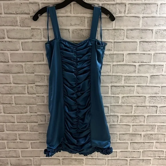 Kopa women’s frilly blue shoulder strap dress size small, frilly hem at base - Picture 4 of 4